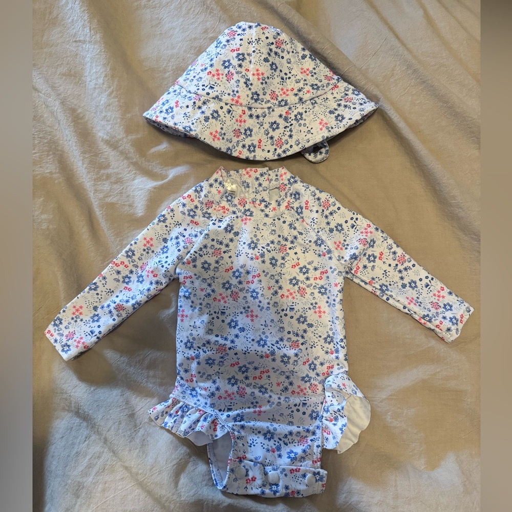 Floral Kids Swim One Piece with Hat